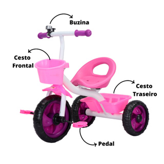 Triciclo Empurrador Motoca Infantil Carrinho Passeio Menina em Promoção é  no Bondfaro