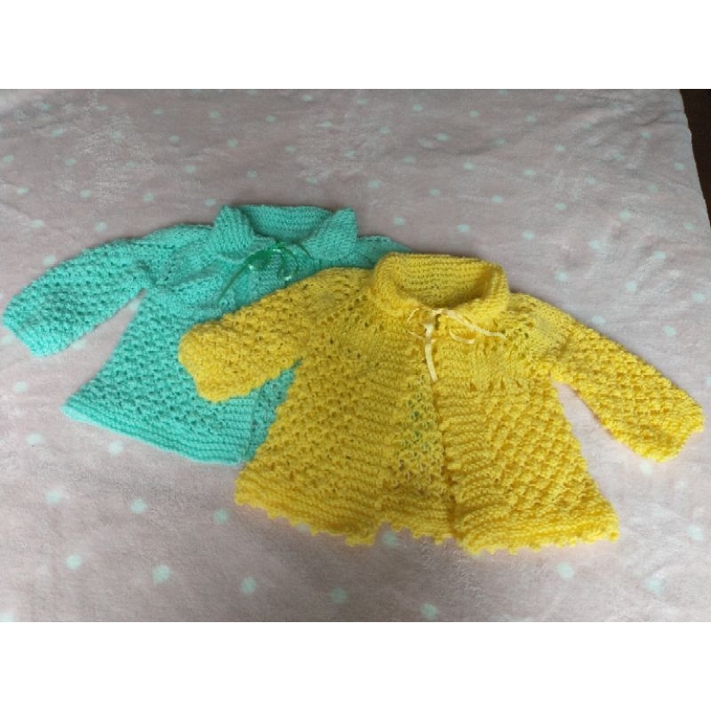 Kit Bebe Casaquinhos em Trico Amarelo Verde Unisex 3-6 meses