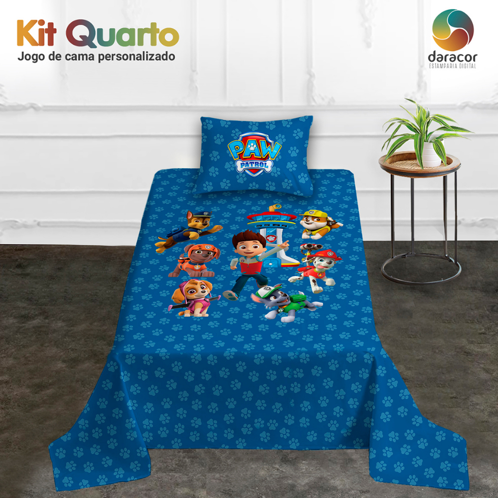 Jogo de cama cobre leito e fronha Patrulha Canina | Shopee Brasil