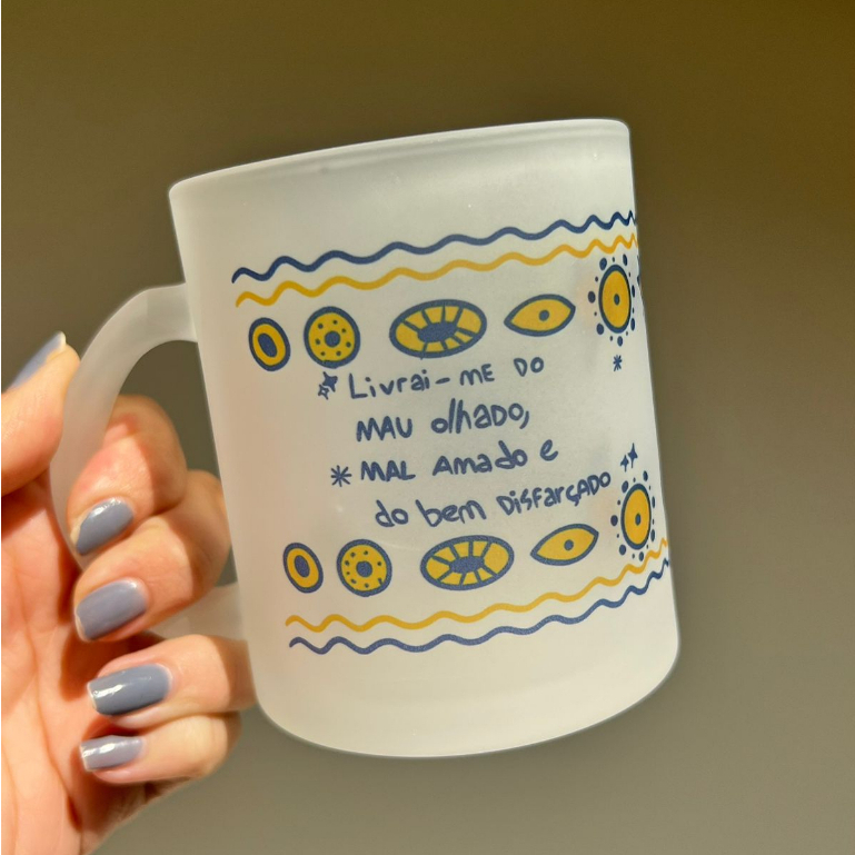 Cozinha Decoração Caneca Olho Grego - Vidro Jateado