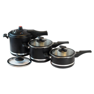 Kit Panela de Pressão com 3 Panela de Pressao Antiaderente Fechamento Externo 3 litros 4 5 Litros 5 5 Litros