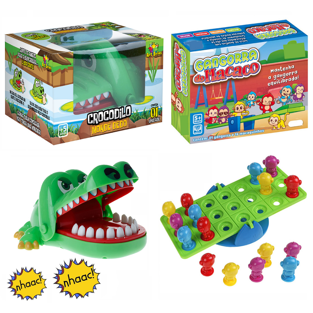 Kit Jogo Crocodilo Croc Croc Morde Dedo + Jogo Gangorra do Macaco ...