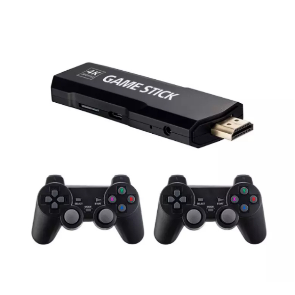 Game Stick Retro 4k - 128GB e 41mil jogos v4.5 Custom com 2 Controles