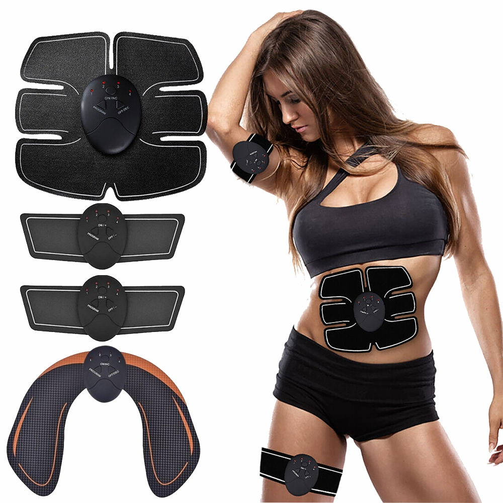 Kit 4 em 1 - Tonificador Muscular Abdomên EMS Fit Control Smart Fitness  Prático abdomên + braços + Glúteo Estimulador Abdominal EMS