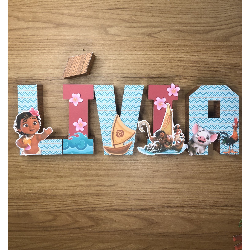 Letra 3D tema MOANA. Elaboramos em qualquer tema | Shopee Brasil