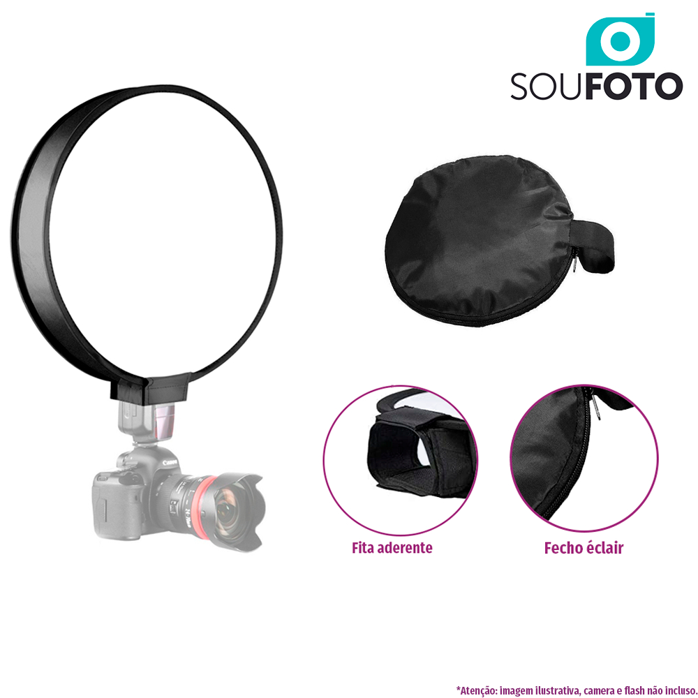 Mini Softbox Circular Universal com Difusor para Flash Speedlite com ...
