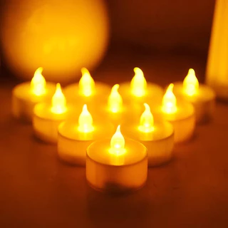 Kit Com 6/12/24 Mini Vela De Led Rechaud Chama Luz Cintilante