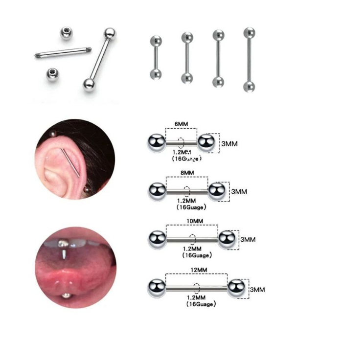 Lingua/bilanciere Dritto In Titanio Per Piercing Industriale - Foto 6
