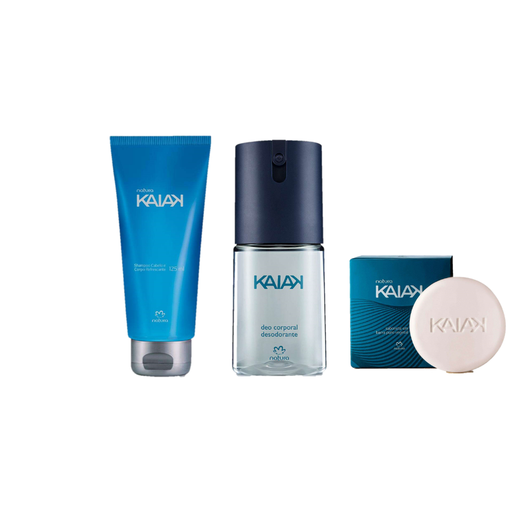 Kit Kaiak Tradicional Masculino Shampoo Refrescante Cabelo e Corpo