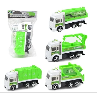 Kit 4 Caminhões Lixo, Guincho, Caçamba e Pipa Colecionáveis Frota Caminhão de Limpeza Promoção