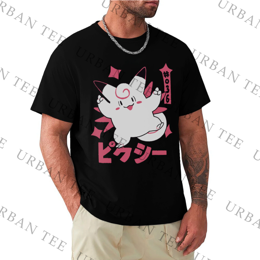 Camiseta Camisa Algodao Clefabe Pink Cute Graphic Pokemon Anime Unissex