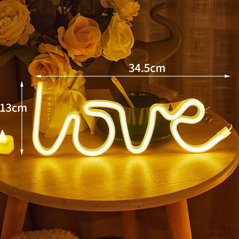 Placa Led Love Luminária Neon Lâmpada Acrílica