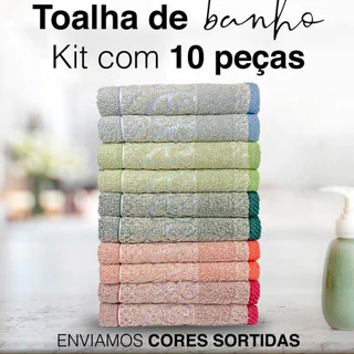 Kit 10 Toalha Banho Grande Macia 140 x 70 Cm