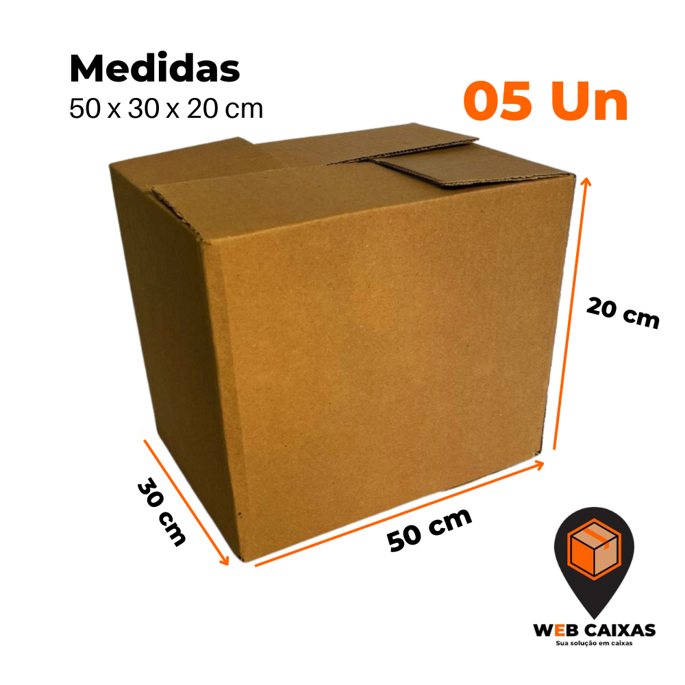 5 caixas de papelão ideal para mudança e grandes envios 50x30x20 cm