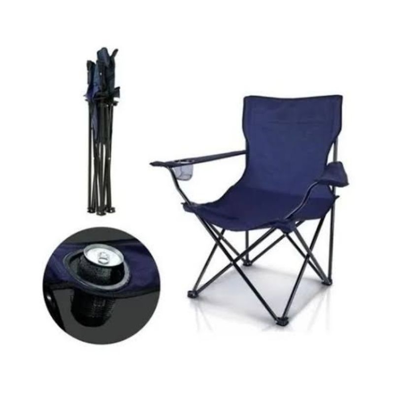 Cadeira camping dobravel articulada para praia pesca acampamento com porta copo e bolsa
