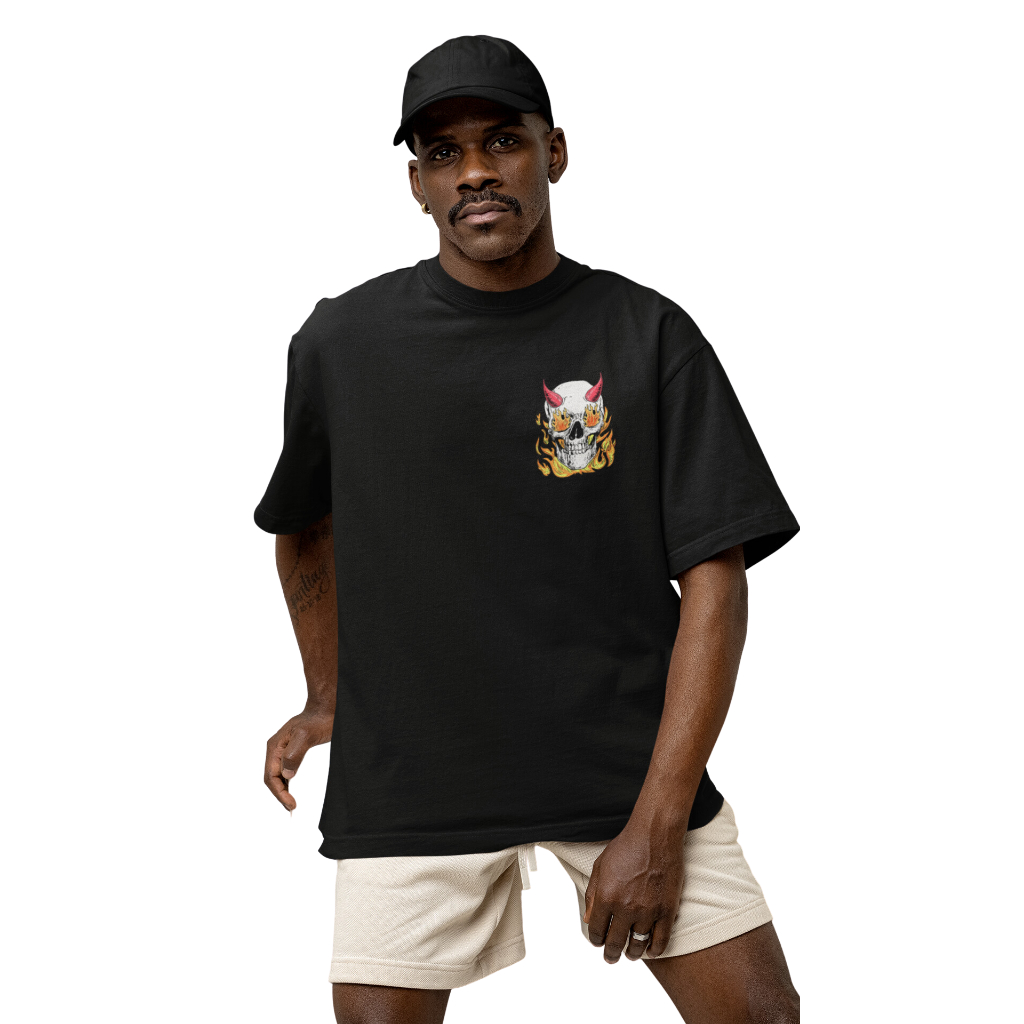 Camiseta Masculino unissex Caveira Fire peq. 100% Algodão camisão Estlo tumblr Alta qualidade e definição oversized