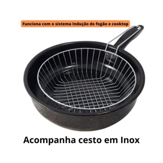 Frigideira Fritadeira 26cm com Cesto Indução Panela Esmaltada