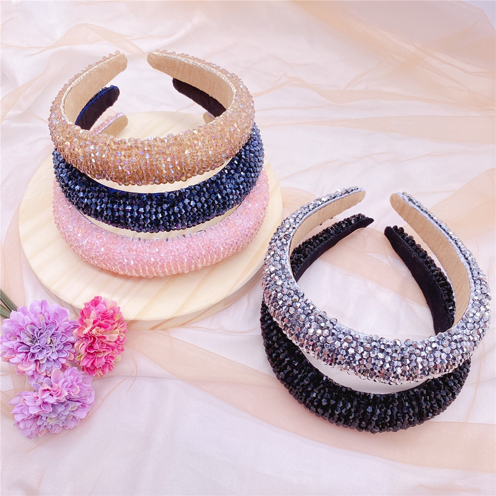 Tiara De cabelo Feminina Cristal Colorida Barroco Com Glitter Pedraria