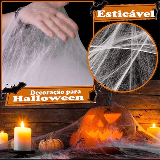Teia de Aranha Branca Artificial 125g Decoração Halloween Dia das Bruxas Festa