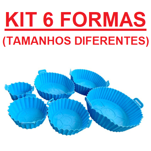 Kit 6 Forma Silicone Air Fryer Tamanhos Variados - Microondas Fritadeira  Assadeira - Reutilizável Antiaderente Flexível Lavável