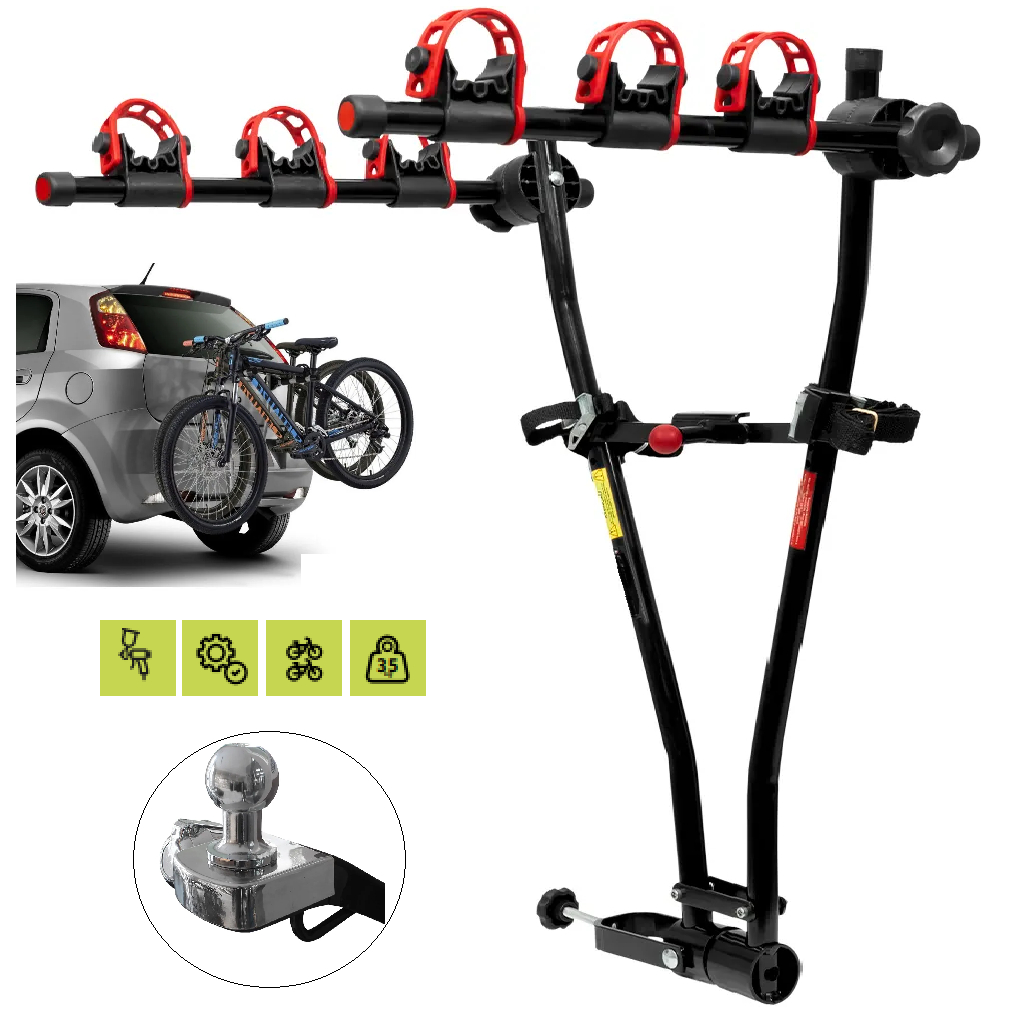 Transbike Suporte De Bike Para Carro 3 Bicicletas Engate | Shopee Brasil