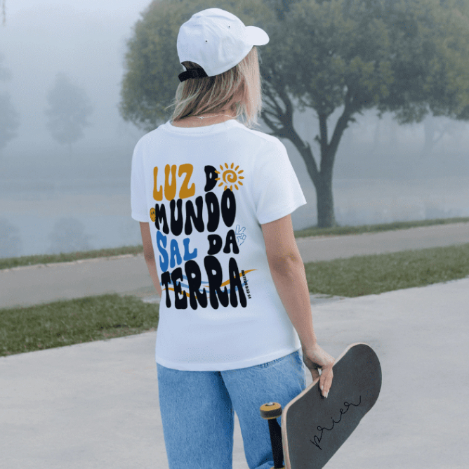 BLUSA EVANGÉLICA LUZ DO MUNDO SAL DA TERRA MODA CRISTÃ IGREJA ESTAMPA GRANDE NAS COSTAS