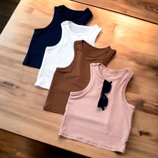 Kit 4 Peças Top Cropped Feminino Canelado Premium