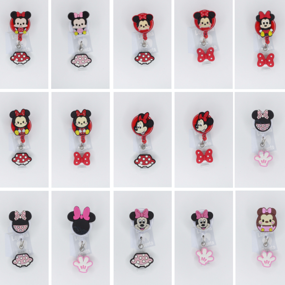 Porta Crachá Retrátil Roller Clip Personalizados Temático Minnie | Disney | Desenho Animado | Minnie Mouse Disney World