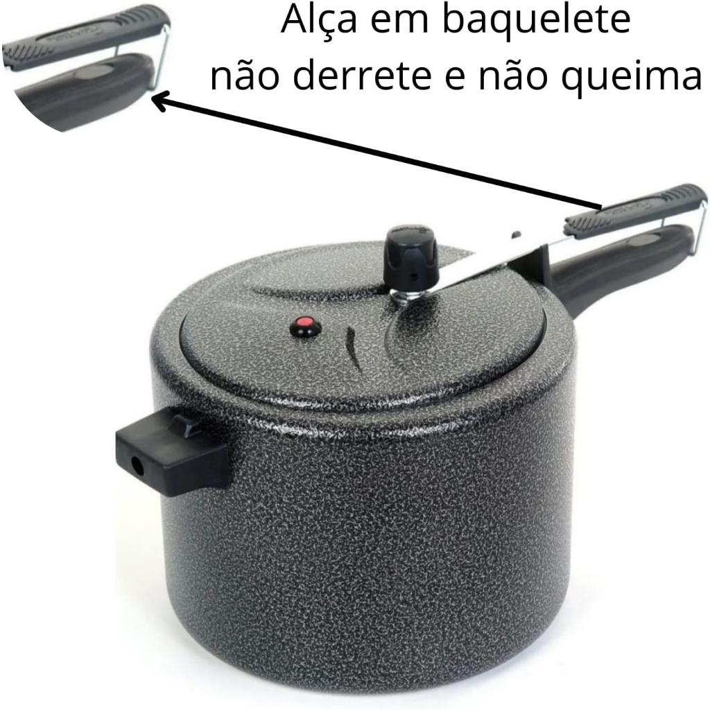 Panela de Pressão presao 10 Litros Caçarola Preta CRAKEADA com selo Inmetro + ENVIO RAPIDO