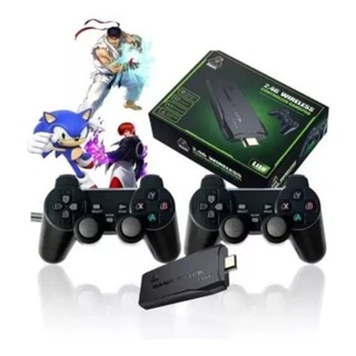 Videogame Stick 10mil Jogos com 2 Controles Sem Fio Console Original Portátil Jogos Retro Antigo.