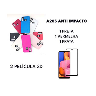 kit celular para galaxy A20S capa anti impacto + 2 película 3D 5D 9D antichoque resistente