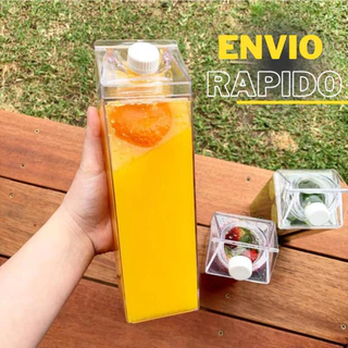 Garrafa de Acrílico 1 Litro Resistente Geladeira Água Suco Leite Chá Quadrada Caixa Com Tampa Bebida Frasco