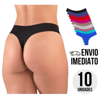 Kit Com 10 Calcinhas Fio Dental Sem Costura Corte Laser Original
