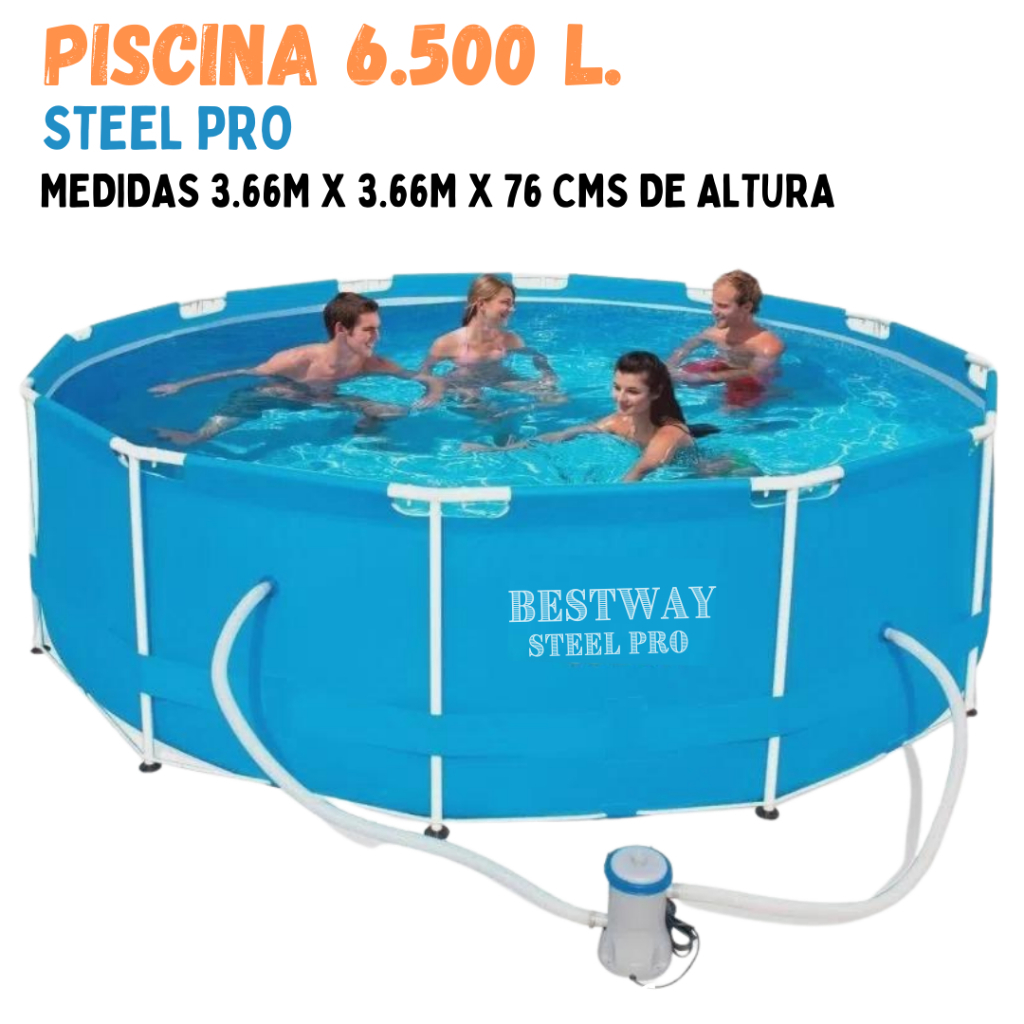 Piscina Bestway 6.500 Litros Estruturada metálica redonda Com bomba de Filtragem 127V.