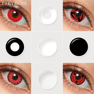 Pseyeche Lentes De Contato Brancas Cosplay Olhos Para Halloween Festa Grandes14,5mm Annual 1 Par Brasil envia entrega rápida