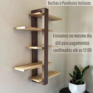 Prateleira Nicho C/5 Andar Rack Decorativa Madeira Maciça Plantas Sala, Quartos e Quintal e Plantas