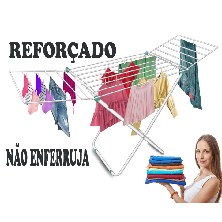 Varal De Chão Reforçado Com Abas e sem Abas aço Dobrável Retrátil Slim