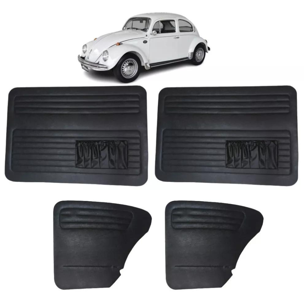 Jogo Forro Porta Vw fusca 63-77 4 peças C/Bolsa Nas Dianteiras