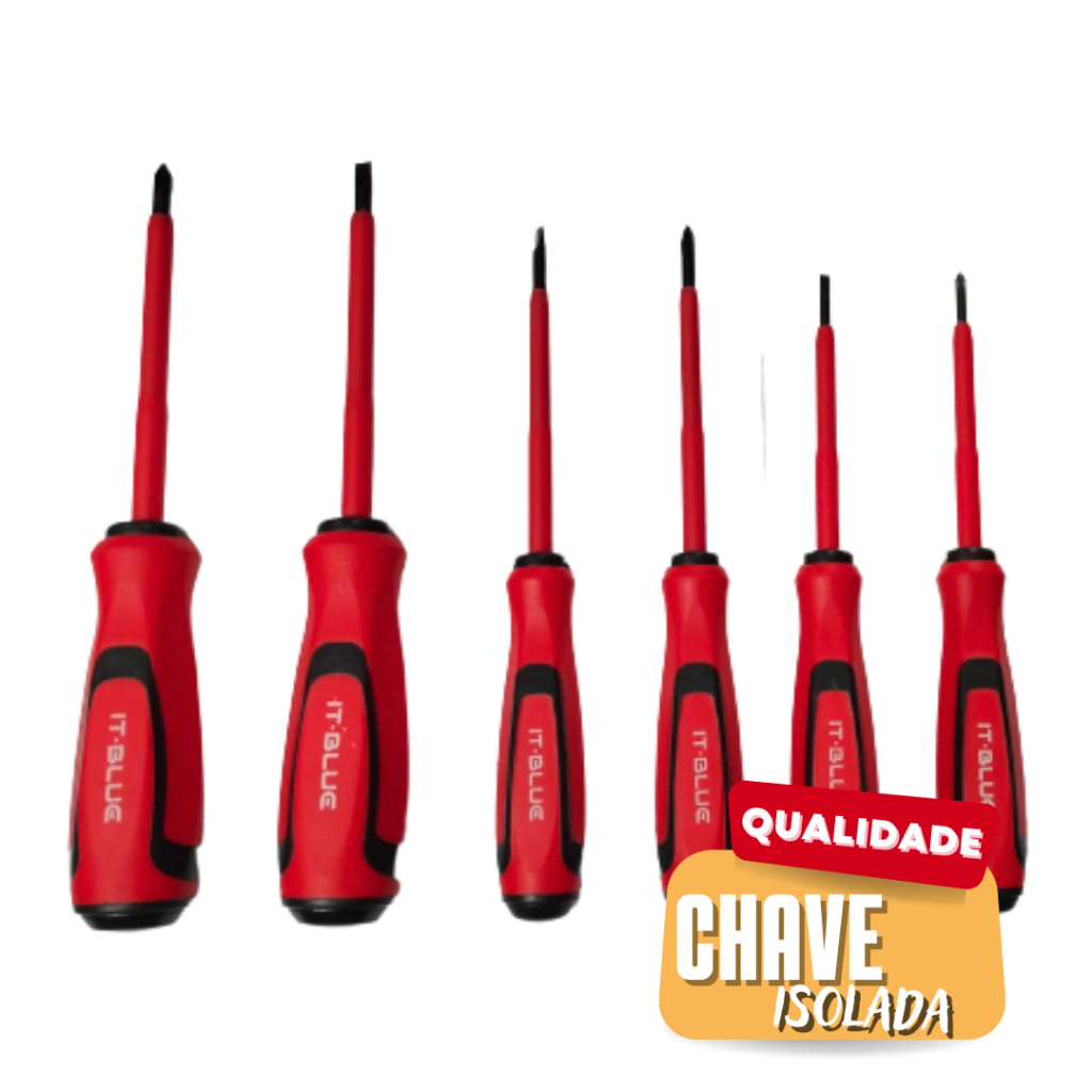 Jogo Chave Fenda E Philips 1000V Isolada Eletricista 6 Pçs Imã
