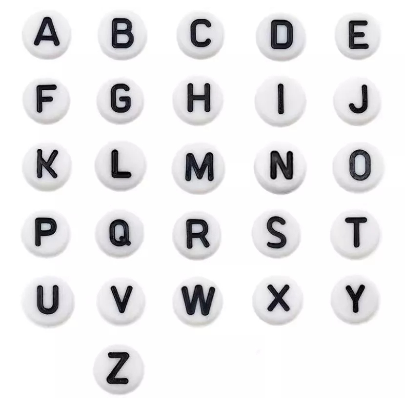 50 Miçangas Letras Letrinhas A Sua Escolha Alfabeto Pulseira Branca