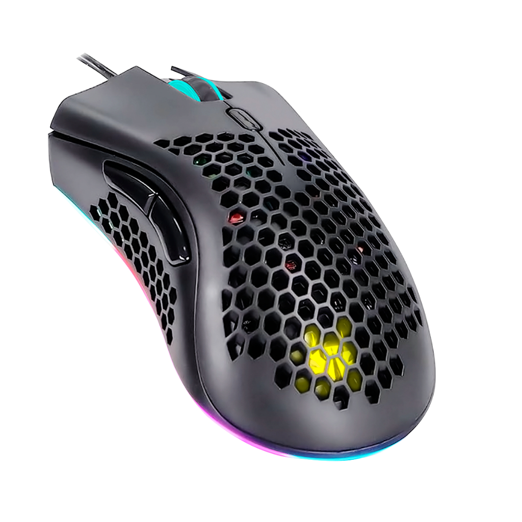 Mouse Gamer Colmeia Usb Ultraleve Led Rgb Macro 7200 Dpi