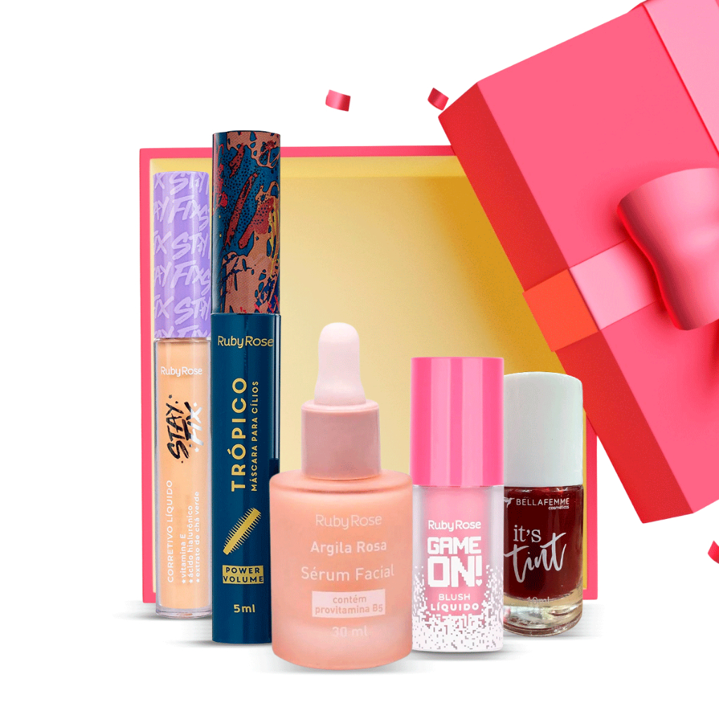Kit Ruby Rose Com 5 Peças - Sérum, Blush Hidratante, Corretivo, Lip ...