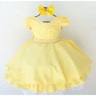 Vestido Infantil Festa Luxo Princesas Abelha E Tiara