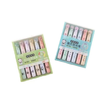 kit Marca Texto 6 cores Gatinho e Pato de gatinho Neon Pastel