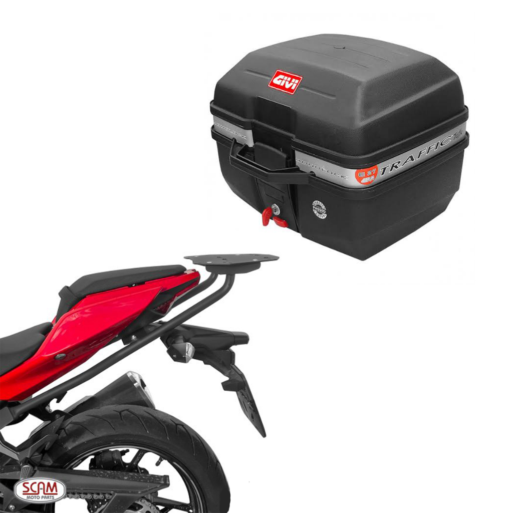Kit Suporte Traseiro Scam + Baú Givi 27l Kawasaki Ninja 400 500