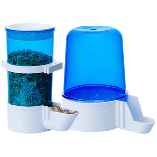 Kit Comedouro Automático de Sementes 220ml + Bebedouro 300ml - Calopsitas Agapornis - Malha Larga