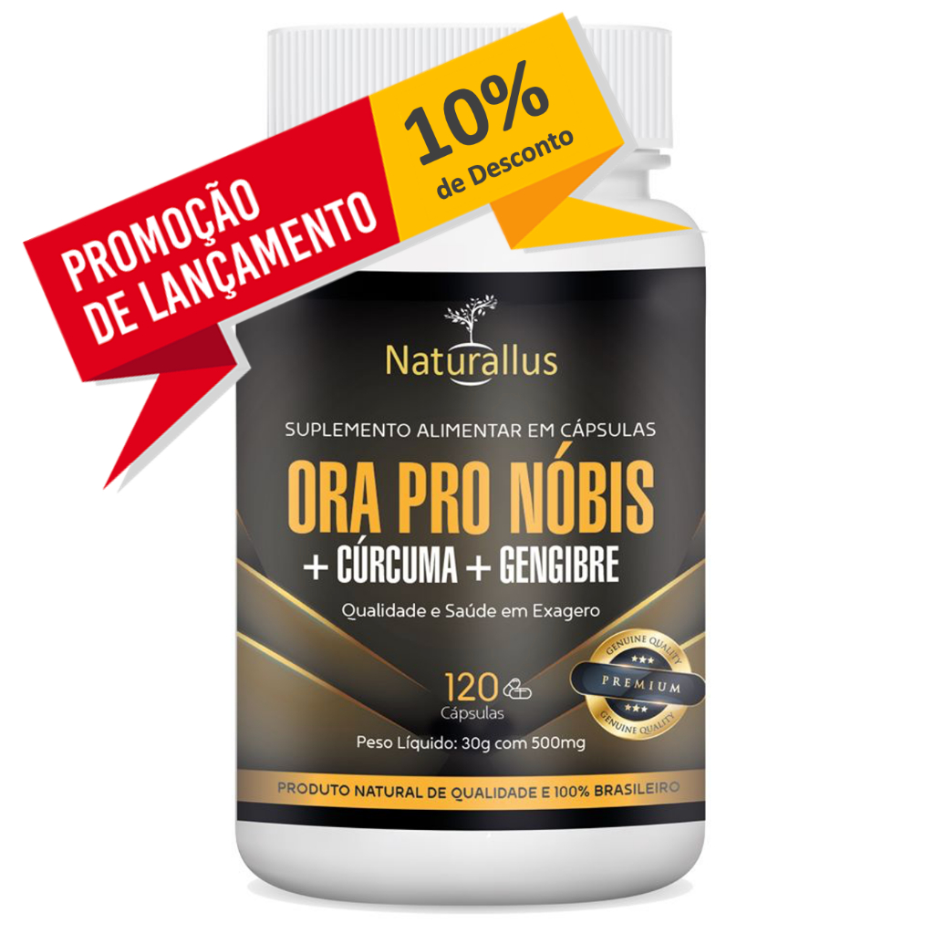 Ora Pro Nóbis Cúrcuma Gengibre PREMIUM Naturallus 500mg 120 Cápsulas