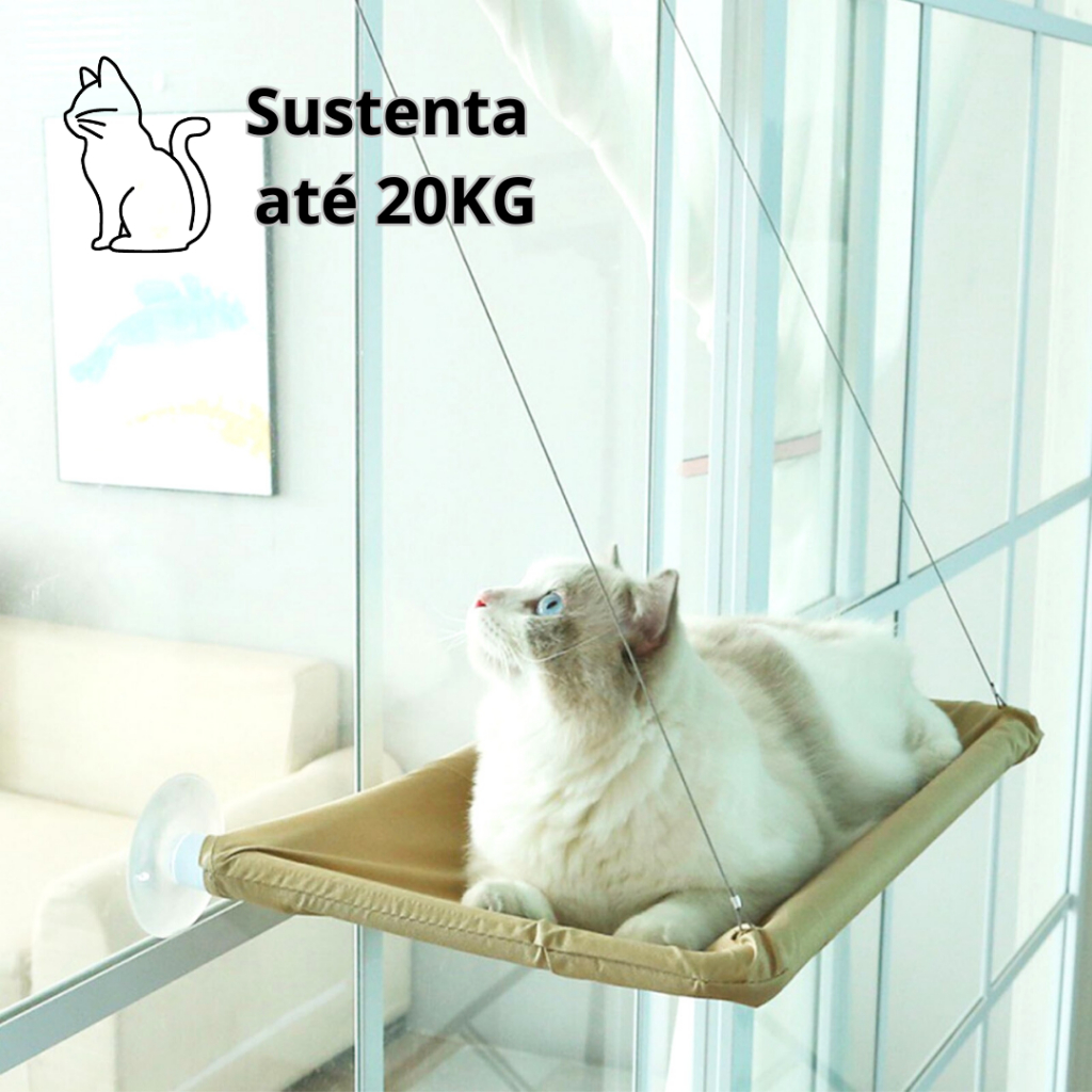 Cama Para Gato Suspensa de Janela GG com ventosas 20kg Caminha Rede pet