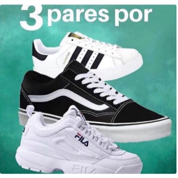 kit 3 Pares De Tenis Casual Masculino Feminino ENVIO IMEDIATO, NÃO PERCAM!