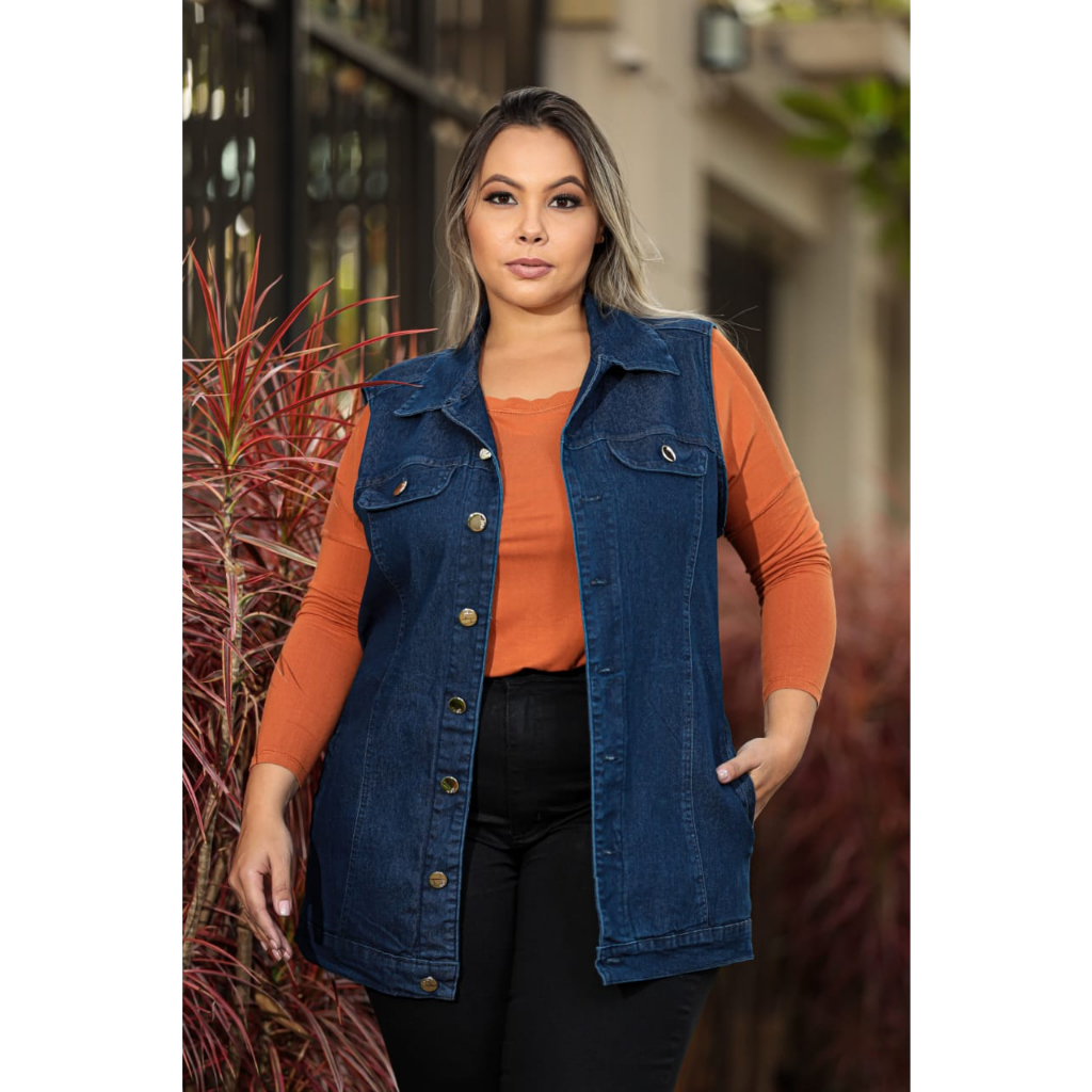 Maxi colete jeans plus sales size